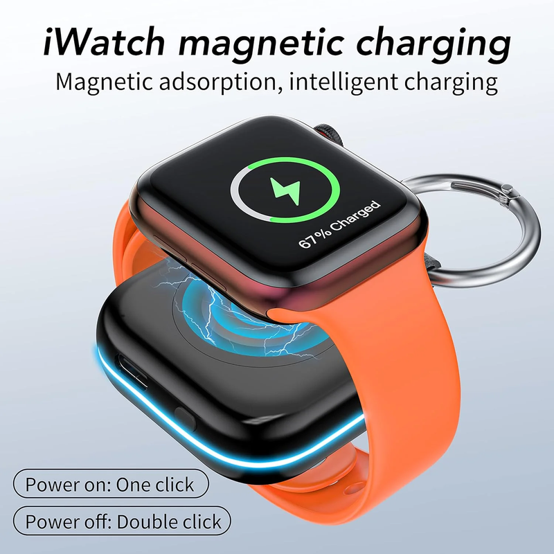 1200mAh Portable Charger for Apple Watch Wireless Magnetic Power Bank Keychain