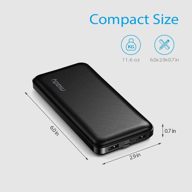 2-Pack Slim 15000mAh Battery Packs - 5V/2A USB Output Ports and USB C Fast Input Travel Fast Chargers