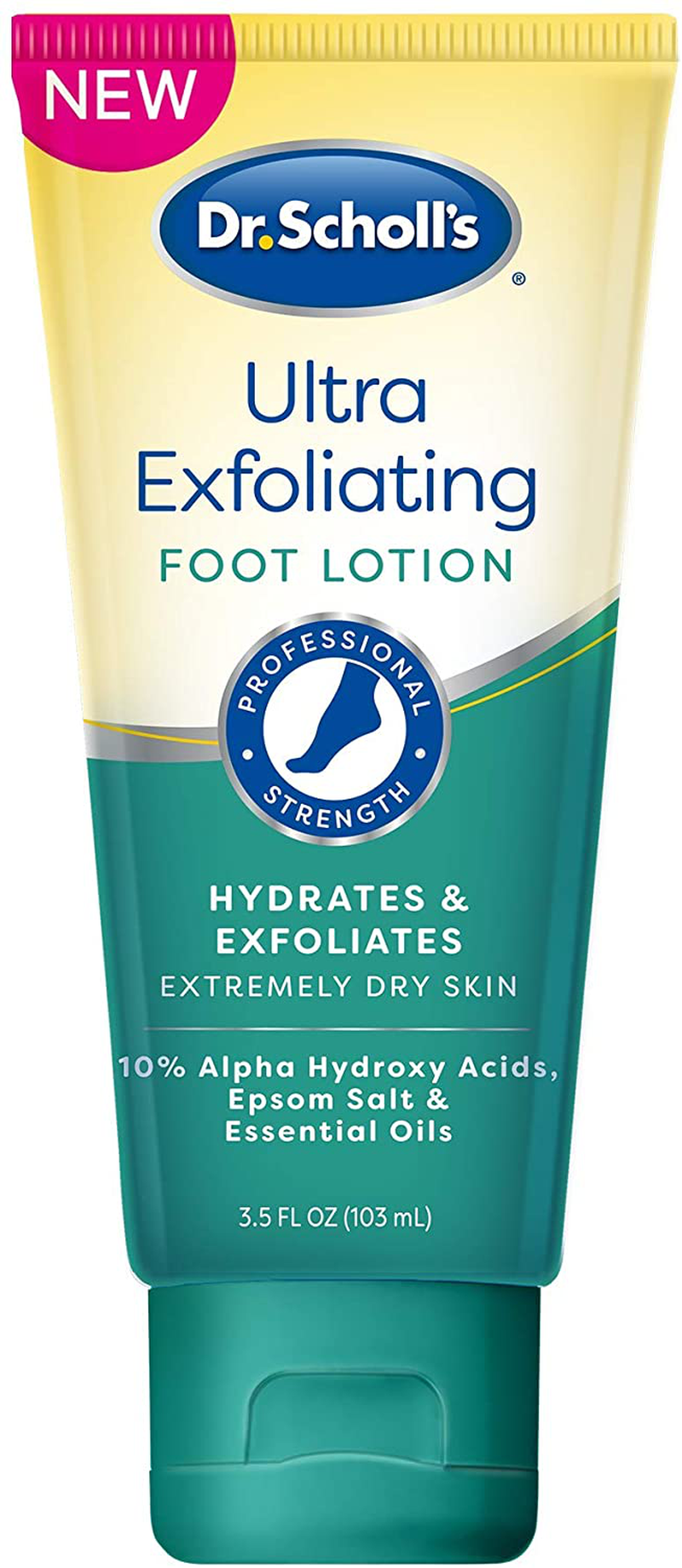 Dr. Scholl's Ultra Exfoliating Foot Lotion Cream with Urea for Dry Cracked Feet Heals and Moisturizes for Healthy Feet, 3.5 Ounce