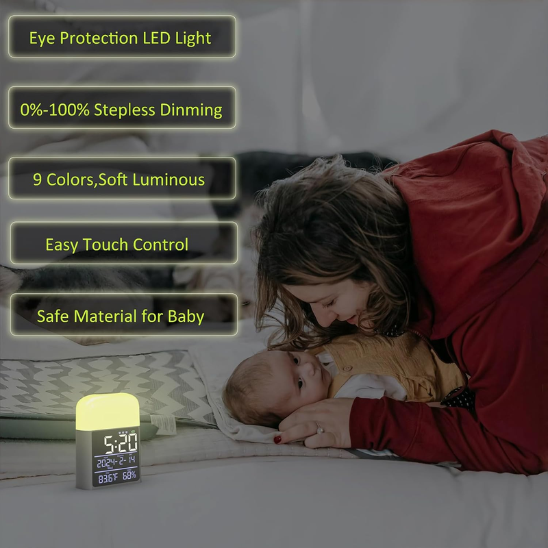 Digital Sunrise Alarm Clock - 9 Color Night Light