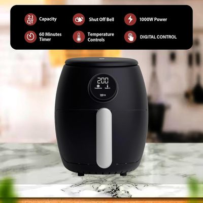 2.1Qt Air Fryer with Digital Display, Rapid Air Circulation, 60 Min Timer