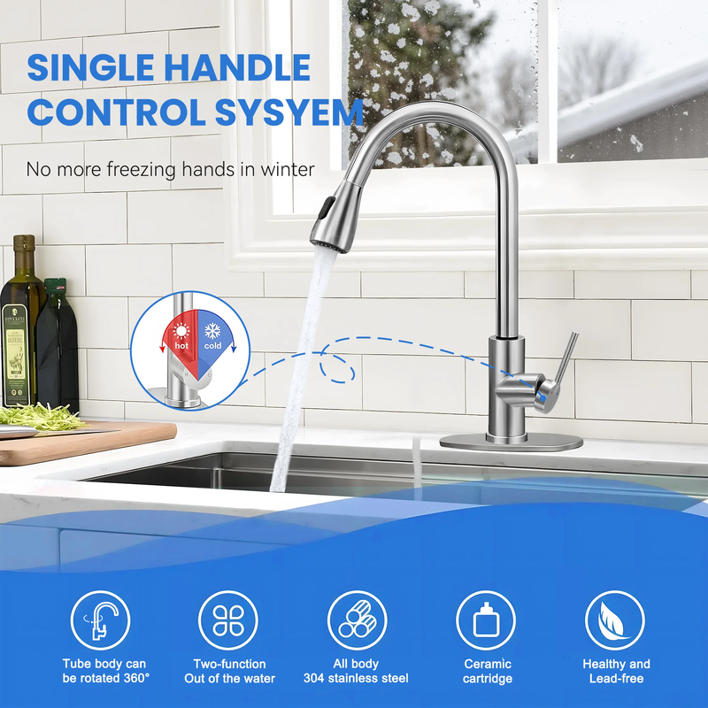 Stainless Steel Kitchen Faucet with Pull down Sprayer