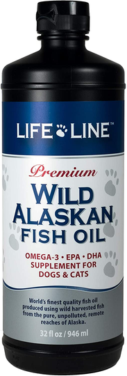 Life Line Pet Nutrition Wild Alaskan Fish Oil Omega-3 Supplement for Skin & Coat – Supports Brain, Eye & Heart Health in Dogs & Cats