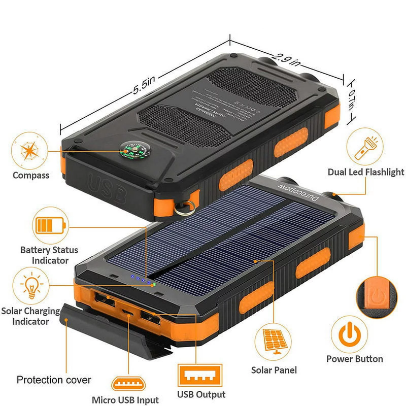 20000Mah Fast Charging Portable Solar Phone Battery