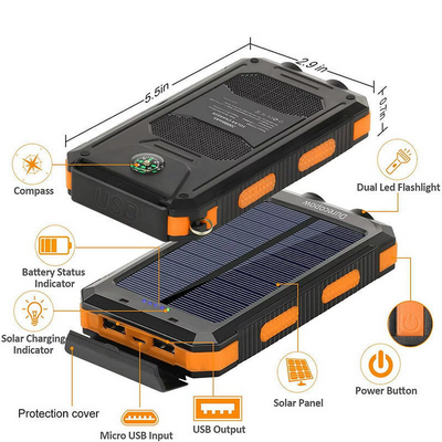 20000Mah Fast Charging Portable Solar Phone Battery