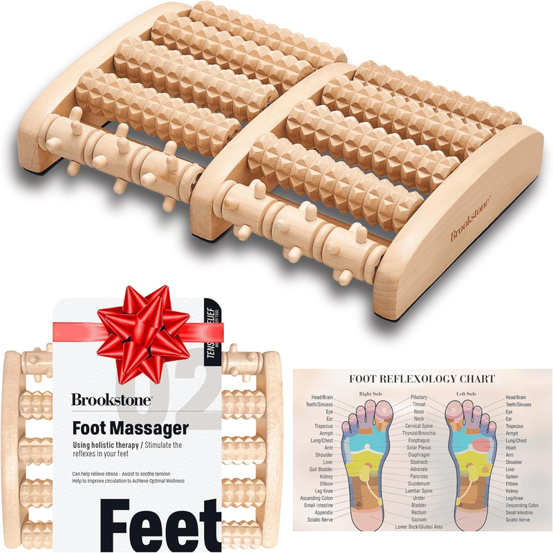 Wooden Foot Roller Massager for Plantar Fasciitis Relief and Stress Relief