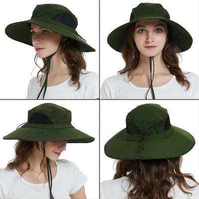 Wide Brim Bucket Hat - Water Repelling Sun Hat