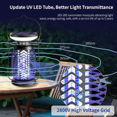 Outdoor Solar Bug Zapper with LED Light - 4000mAh - IP66 Waterproof