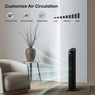 30" Tower Fan 70° Oscillating Cooling Fan with Remote Control 3 Speeds 3 Wind Modes, 7.5H Timer