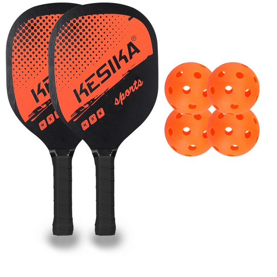6 Piece Pickleball Paddle Set with 4 Pickleball Balls and Carrying Bag