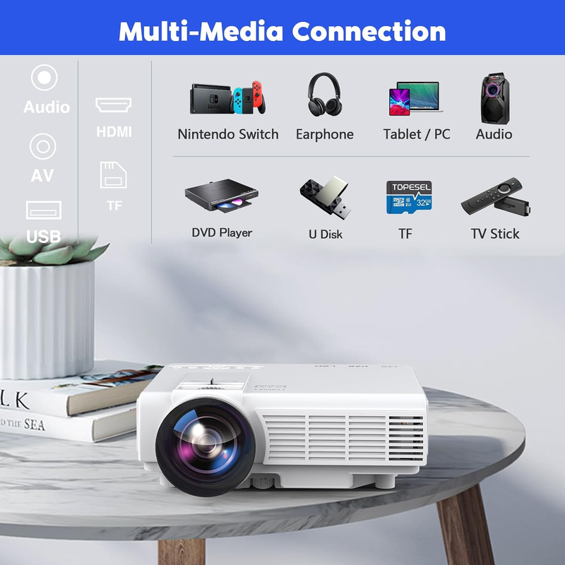  Full HD Mini Projector with Tripod - 1080P Supported Movie Projector