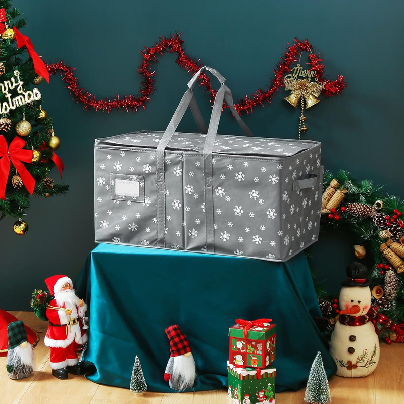 Large Christmas Ornament Storage Container Box with Zipper Closure