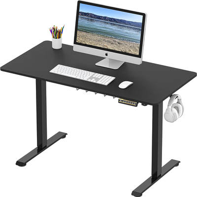 Adjustable Electric Height Sit Stand Desk with Hanging Hooks and Cable Management