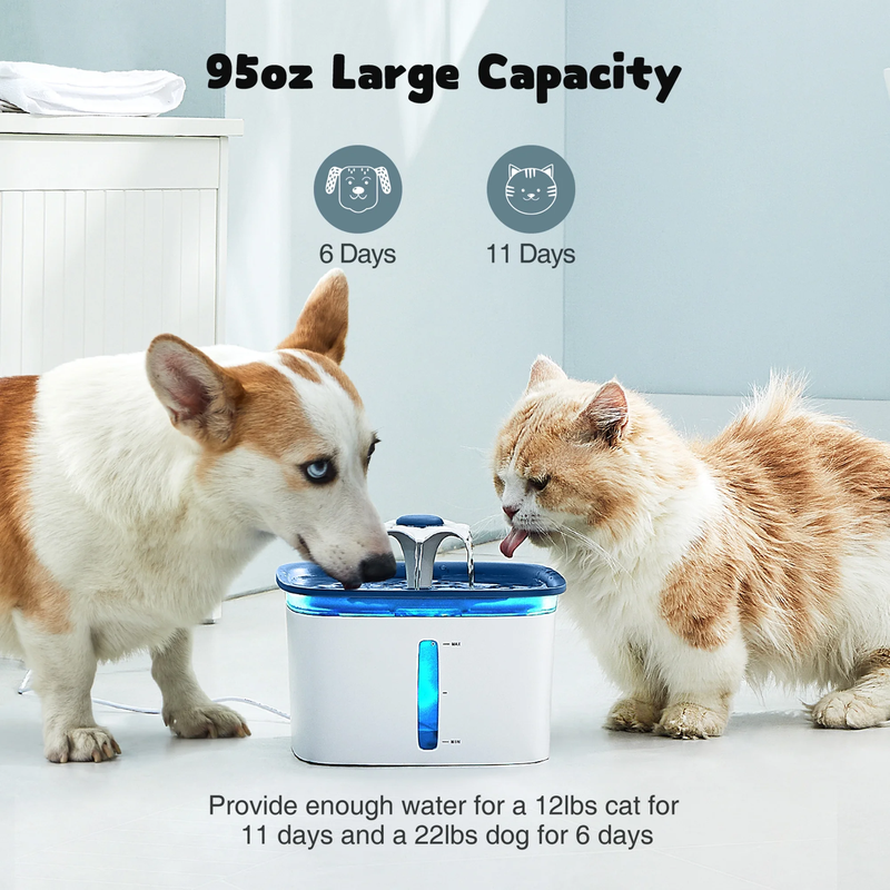 Pet Fountain with Anti-Slip Mat Dispenser with Smart Pump - Cat or Dog