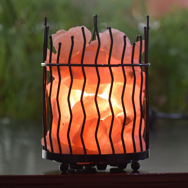  Himalayan Salt Basket Lamp - Amber Glow