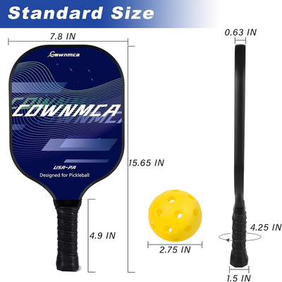 Set of 2 Pickleball Paddles & Accessories - Fiberglass Pickleball Equipment Set with 2 Pickleball Rackets, 4 Pickleball Balls, 2 Grip Tapes & 1 Carrying Bag