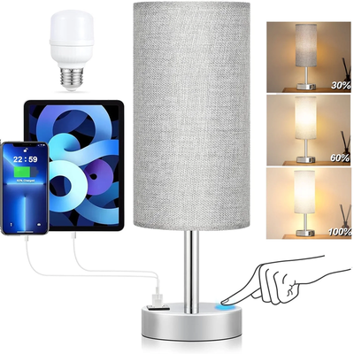 3 Way Dimmable Touch Lamp, USB C&A Fast Charging Ports