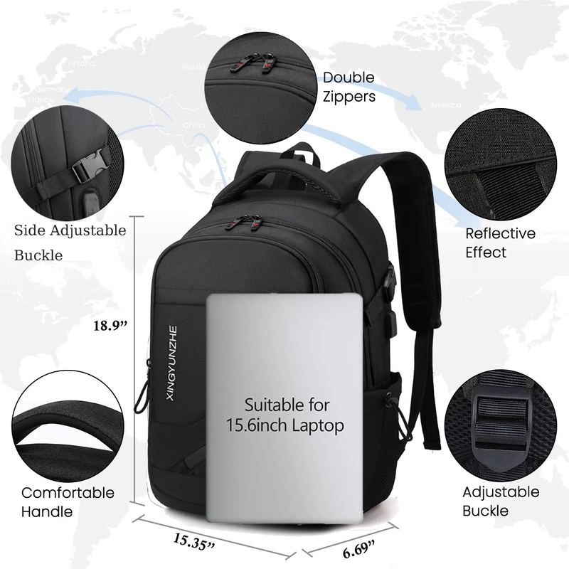 19 Inch Travel Laptop Backpack, Anti-Theft, Slim & Durable with USB Charging Port, Fits 13-16.5 Inch Laptop and Notebook