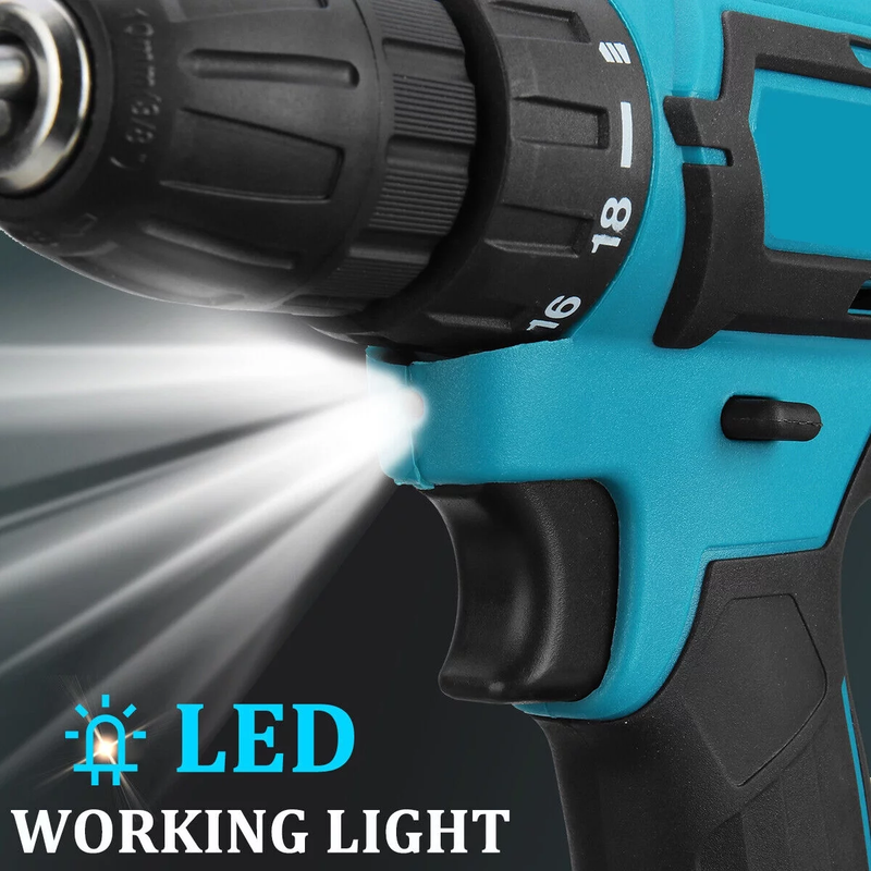 12V Cordless Drill Driver with 42 Accessories with 3/8" Keyless Chuck, 2 Speed, 18+1 Position, Built-In LED