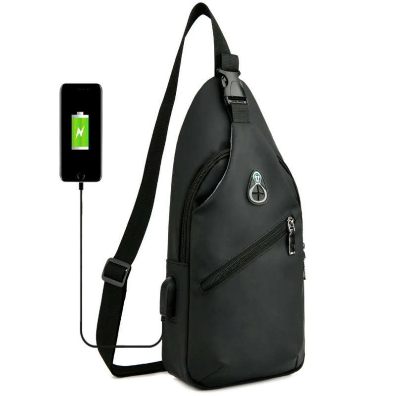 Sling Chest Backpack with USB Cable