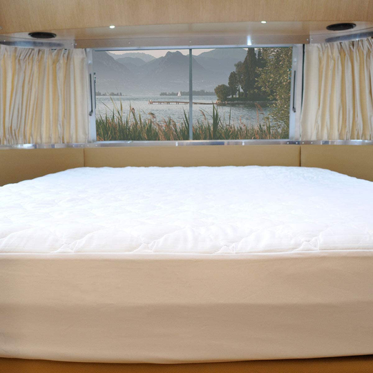 AB Lifestyles RV 72x75 Short King Quilted Mattress Pad Cover. Fitted Sheet Style. for RV, Camper. Made in The USA…