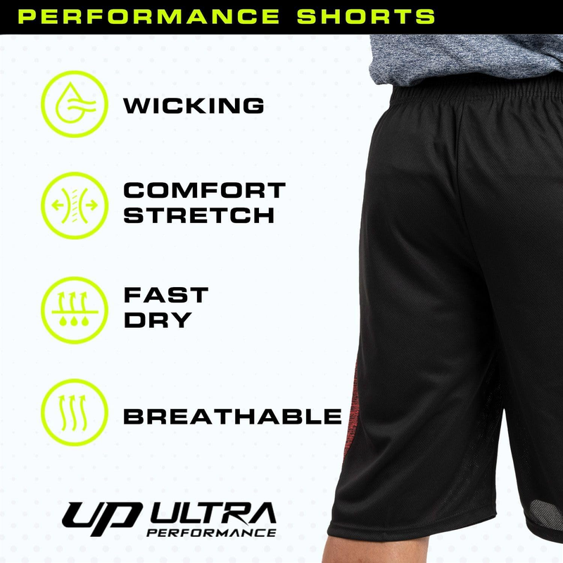 5 Pack Men's Ultra Performance Athletic Gym Shorts