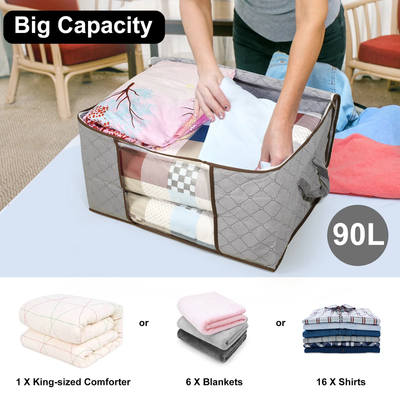 3 Pack 90L Non-Woven Storage Bags, Foldable Closet Organizers