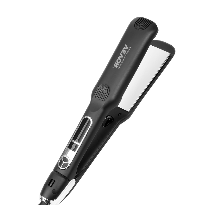 Dual Voltage 1.5-inch Titanium Flat Iron, Negative Ions Hair Straightener with LCD Display and 25 Temp Levels