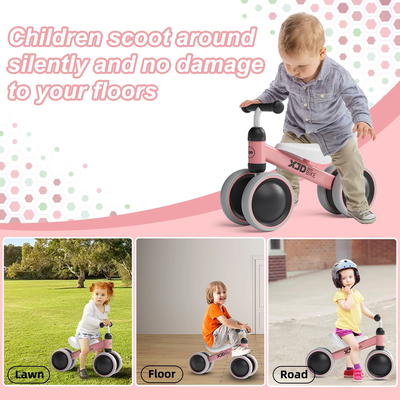 Balance Bike Baby Walker No Pedal Infant Bicycle with 4 Wheels