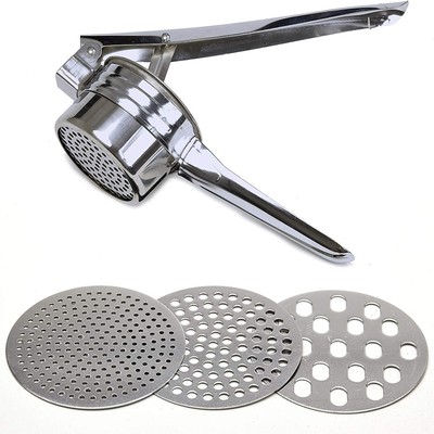 Stainless Steel Potato Ricer - 3 Interchangeable Discs for Fine, Medium, and Coarse