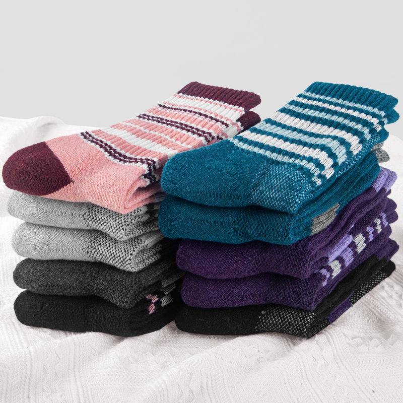 10 Pairs of Women's Warm Wool Socks - Thick Knit Thermal Boot Crew