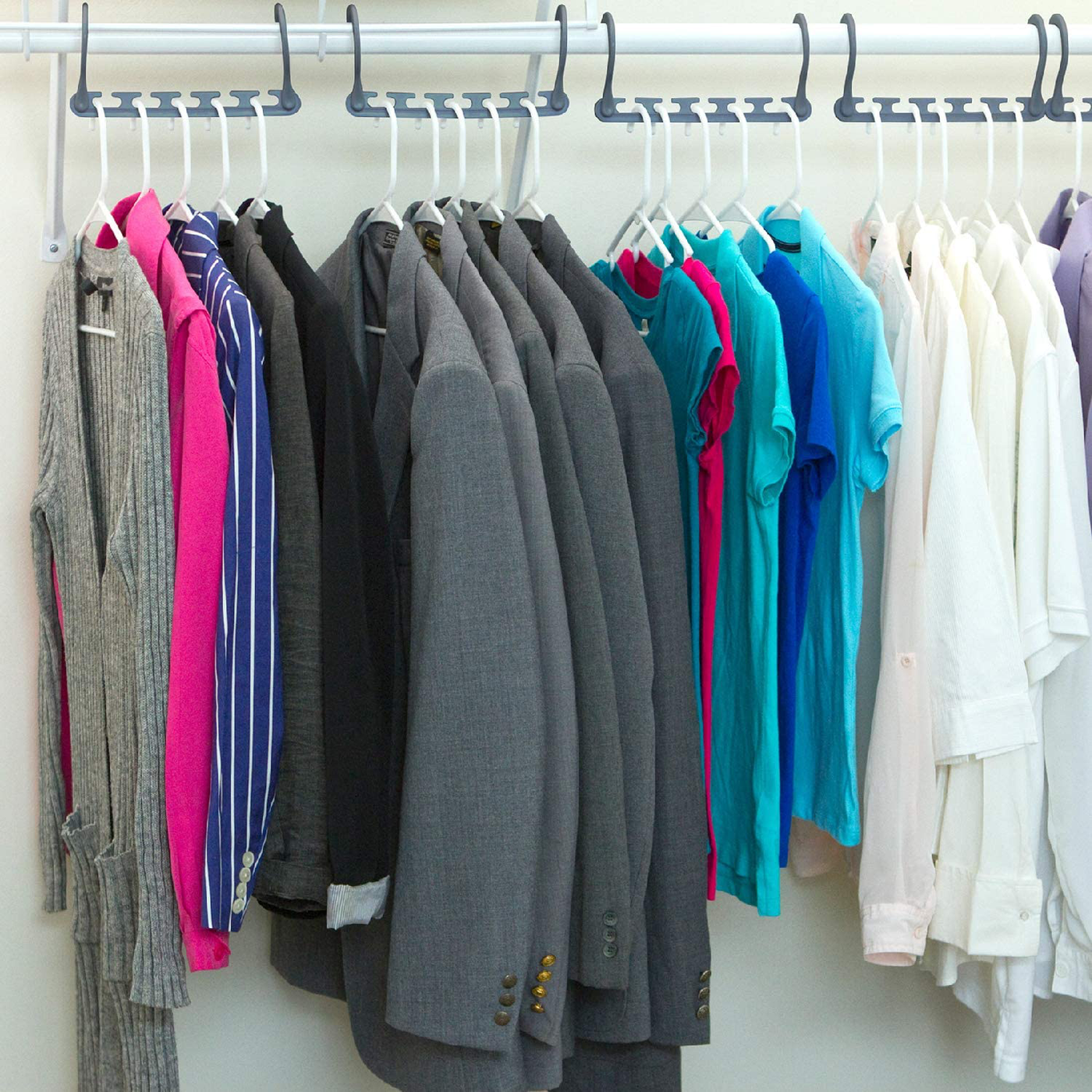 Wonder Hanger Max New & Improved, Pack of 10 – Triples Closet Space for Easy, Effortless, Wrinkle-Free Clothes, Comes Fully Assembled, Grey