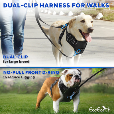 Dog Harness for Daily Walks, Soft-Padded w/ Reflective Strips for Running, Hiking & Training