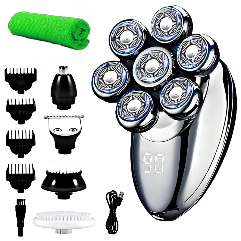 5-in-1 7D Bald Head Shaver  - Mens Grooming Kit with Beard Clippers & Nose Trimmer