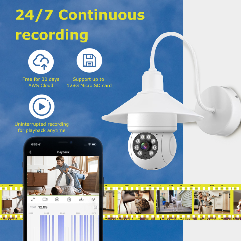 360° Wifi Outdoor & Indoor Security Camera System, Night Vision, Two Way Audio, Smart Motion Detection 2MP(Supports Only 2.4Ghz Wi-Fi)