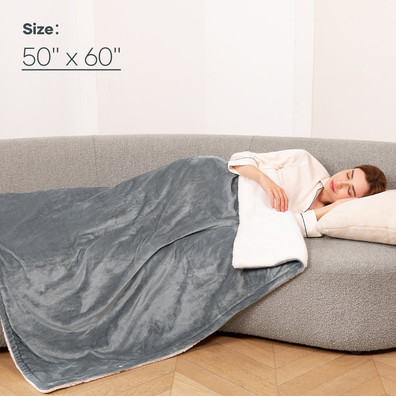 50" X 60" Electric Throw Blanket with 6 Heating Levels & 1-5H Auto-Off, Machine Washable