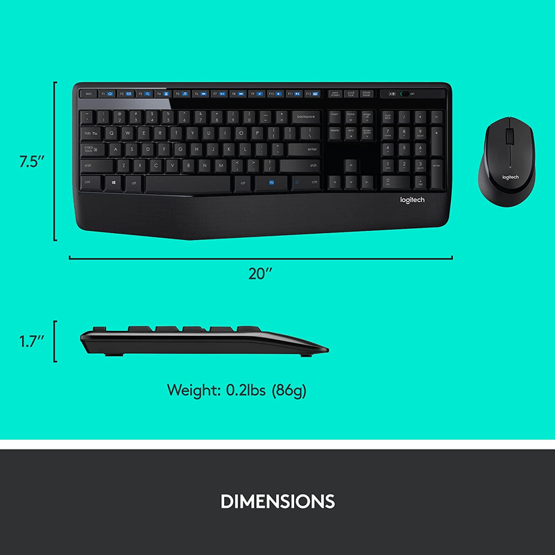 Logitech Wireless Keyboard and Optical Mouse MK345 - (Renewed)