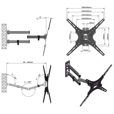 Full Motion TV Wall Mount Swivel Bracket for LED LCD Display