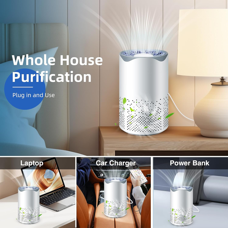 HEPA Air Purifier with USB Cable - Eliminate Smoke  & Odor Pollutants