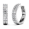18K White Gold Plated Silver Hoop Earrings with Crystals