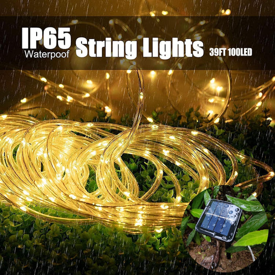 2-Pack Solar Rope Lights – 39FT 100 LED Waterproof Outdoor String Lights for Garden Decor
