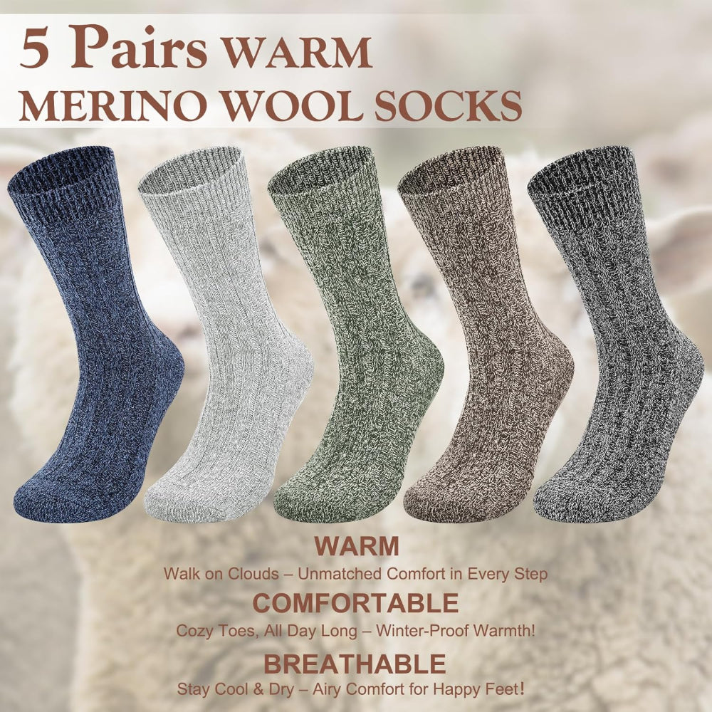 5 Pairs Womens Solid Mid Calf Socks,Winter Thicker Warm Boots