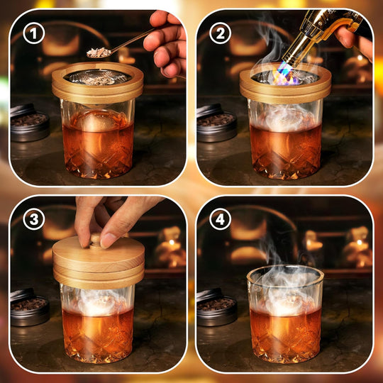 Cocktail Smoker Kit with Torch – Drink Infusion Use – Includes 6 Wood Chip Flavors – Whiskey & Cocktail Smoking Kit – No Butane Included