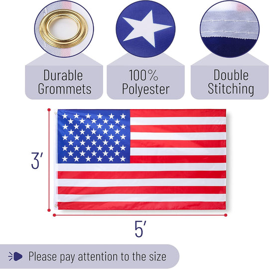American Flag - Heavy Duty Outdoor US Flag - Durable and Weather Resistant Patriotic Banner