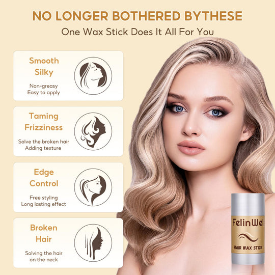 Hair Wax Stick Set – Edge Control for Flyaways & Sleek Styles – Long-Lasting Hold for All Hair Types – Includes 3 Hair Brushes