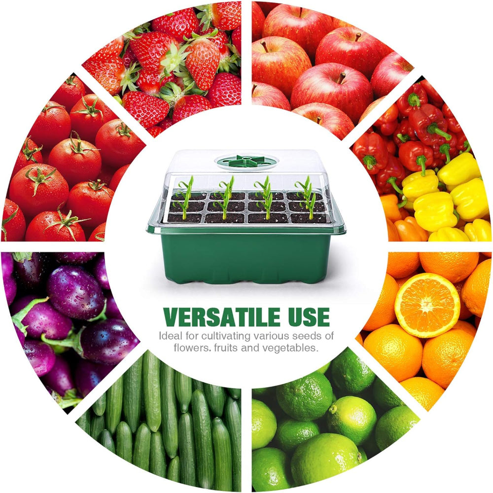 Seed Starter Kit with Trays - Adjustable Humidity Seedling Germination ...