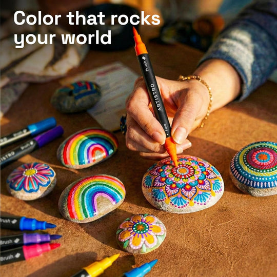 24 Color Acrylic Paint Marker Set for Rock Painting, Ceramic Mugs, and Crafts