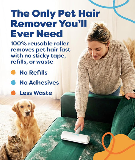 Pet Hair Removal Tool – Reusable Fur Roller with Detachable Handle Storage Compartment