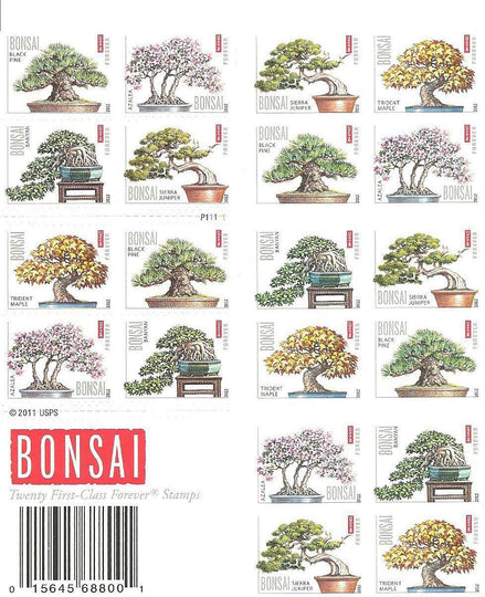 Bonsai Trees USPS First-Class Mail Forever Postage Stamps - Booklet of 20