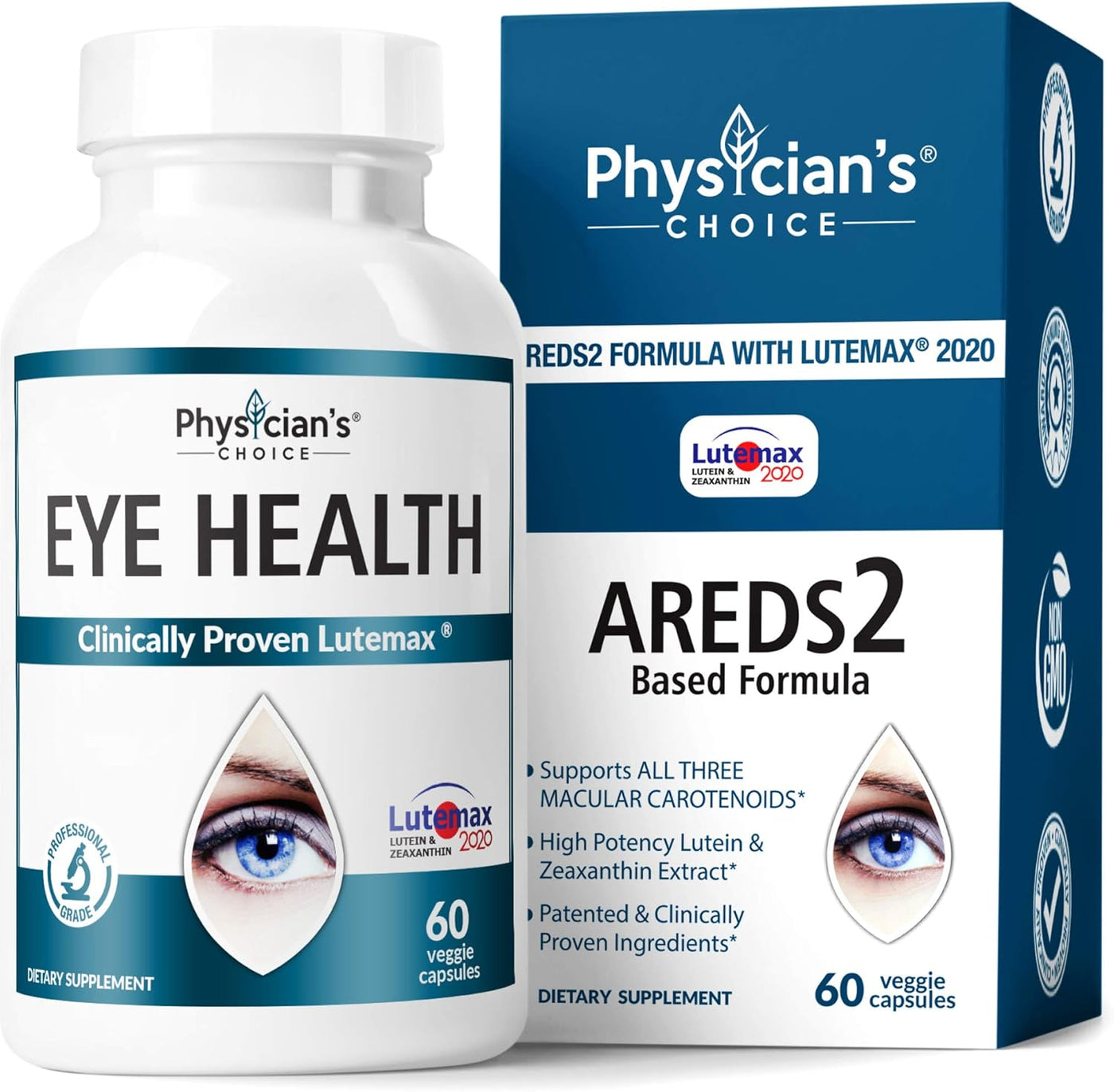 Areds 2 Eye Vitamins (Clinically Proven LuteMax 2020) Lutein and Zeaxanthin Supplement, Supports Eye Strain, Dry Eye and Vision Health, 2 Award Winning Eye Ingredients Plus Bilberry Extract